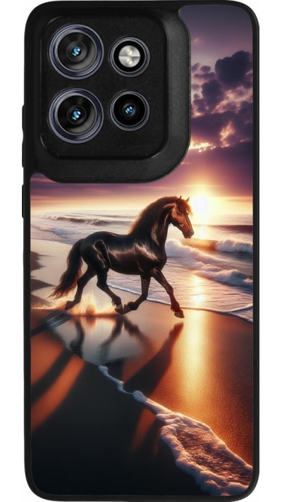 Motorola Moto S50 Case Hülle - Silikon schwarz Pferd majestätisch Strand