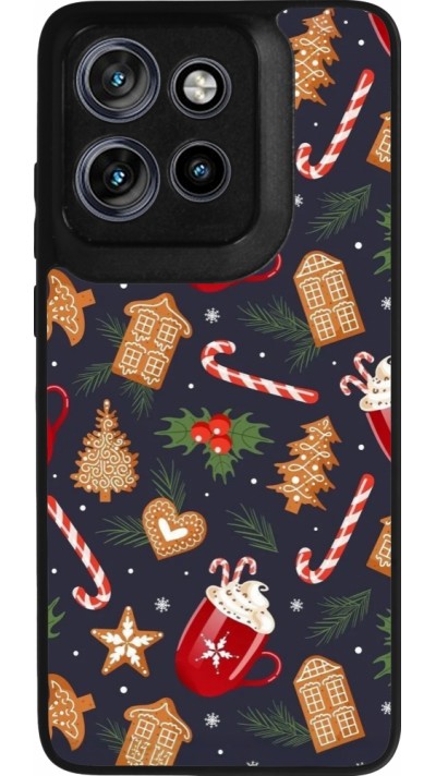 Motorola Moto S50 Case Hülle - Silikon schwarz Christmas 25 Pattern Gingerbread House