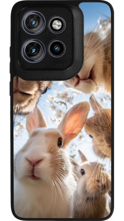 Motorola Moto S50 Case Hülle - Silikon schwarz Easter 2026 Rabbits