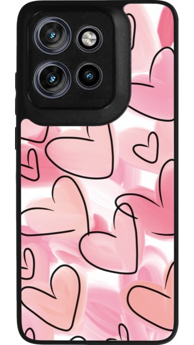 Motorola Moto S50 Case Hülle - Silikon schwarz Easter 2023 pink hearts