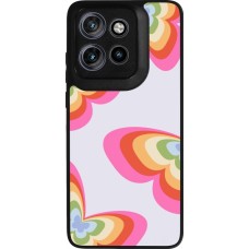 Motorola Moto S50 Case Hülle - Silikon schwarz Easter 2024 rainbow butterflies