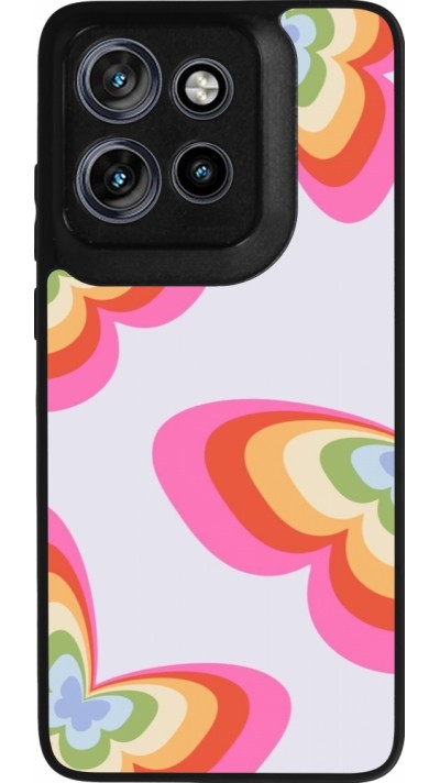 Motorola Moto S50 Case Hülle - Silikon schwarz Easter 2024 rainbow butterflies