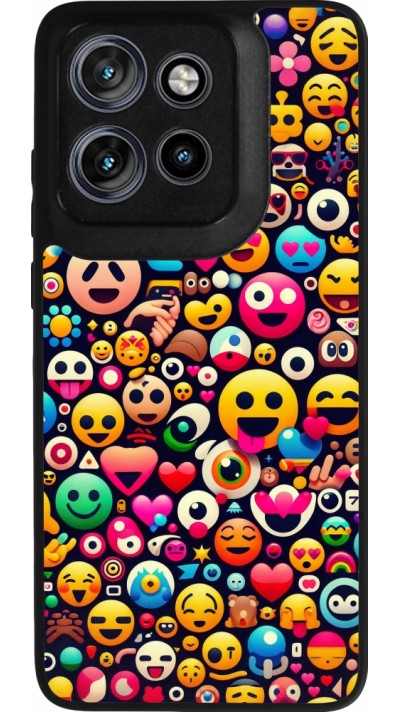 Motorola Moto S50 Case Hülle - Silikon schwarz Emoji Mix Farbe