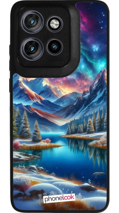 Motorola Moto S50 Case Hülle - Silikon schwarz Fantasiebergsee Himmel Sterne