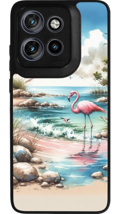 Motorola Moto S50 Case Hülle - Silikon schwarz Flamingo Aquarell