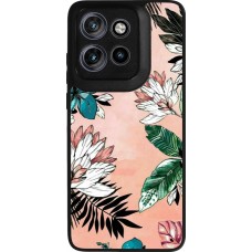 Motorola Moto S50 Case Hülle - Silikon schwarz Flowers Artprint