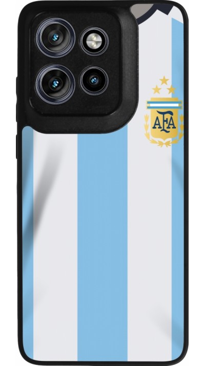 Coque Motorola Moto S50 - Silicone rigide noir Maillot de football Argentine 2022 personnalisable