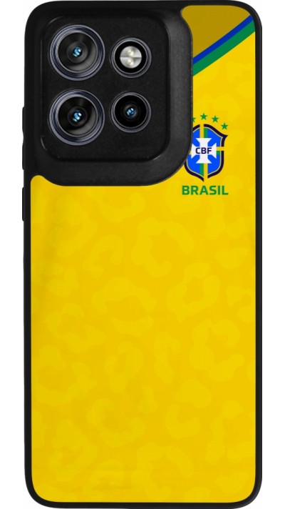 Coque Motorola Moto S50 - Silicone rigide noir Maillot de football Brésil 2022 personnalisable