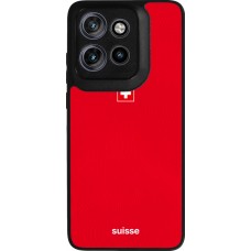 Coque Motorola Moto S50 - Silicone rigide noir Maillot de football Suisse 2026 personnalisable