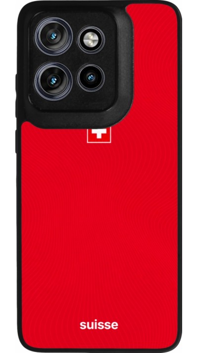 Coque Motorola Moto S50 - Silicone rigide noir Maillot de football Suisse 2026 personnalisable