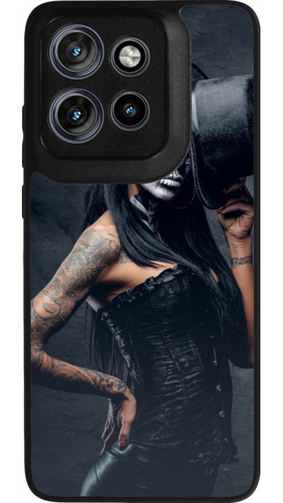 Motorola Moto S50 Case Hülle - Silikon schwarz Halloween 22 Tattooed Girl