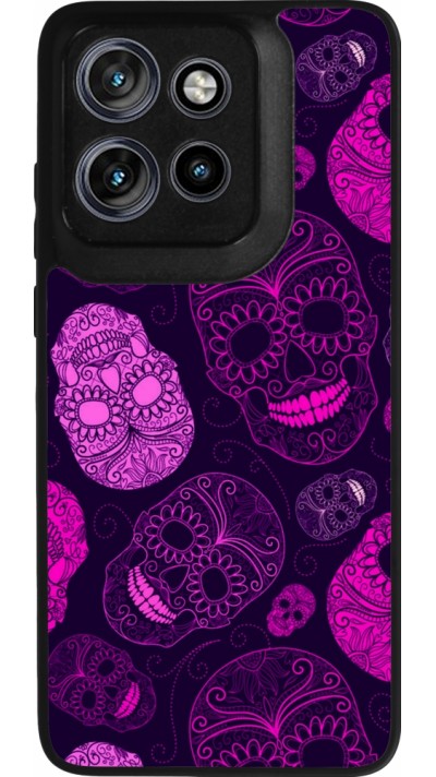 Motorola Moto S50 Case Hülle - Silikon schwarz Halloween 2023 pink skulls