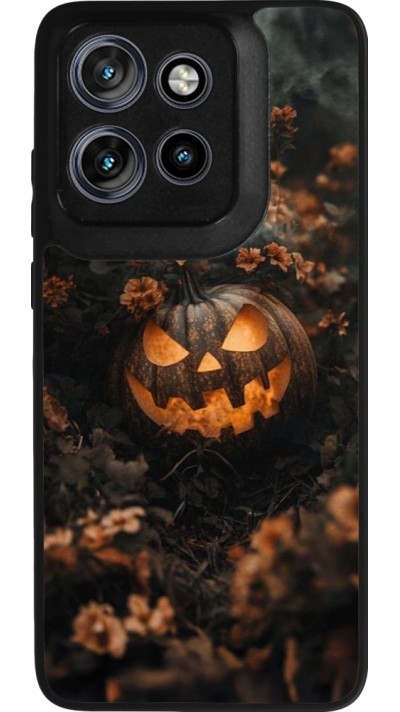 Motorola Moto S50 Case Hülle - Silikon schwarz Halloween 2025 Pumpkin with flowers