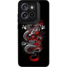 Coque Motorola Moto S50 - Silicone rigide noir Japanese style Dragon Tattoo Red Black