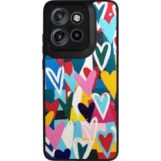 Coque Motorola Moto S50 - Silicone rigide noir Joyful Hearts
