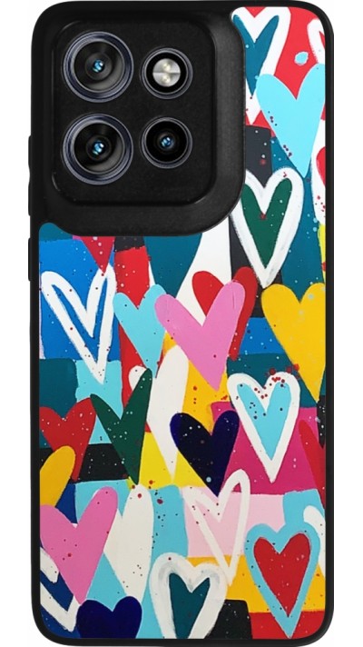 Motorola Moto S50 Case Hülle - Silikon schwarz Joyful Hearts