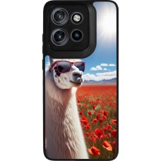 Motorola Moto S50 Case Hülle - Silikon schwarz Lama Chic in Mohnblume