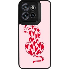 Motorola Moto S50 Case Hülle - Silikon schwarz Leopard with hearts 2026