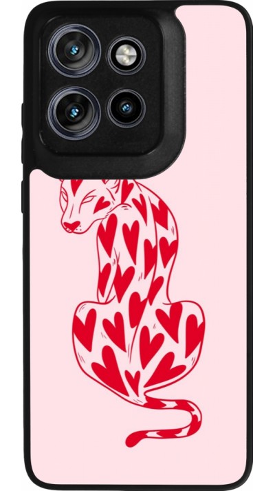 Motorola Moto S50 Case Hülle - Silikon schwarz Leopard with hearts 2026