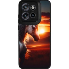 Motorola Moto S50 Case Hülle - Silikon schwarz Majestätischer Sonnenuntergang Pferd