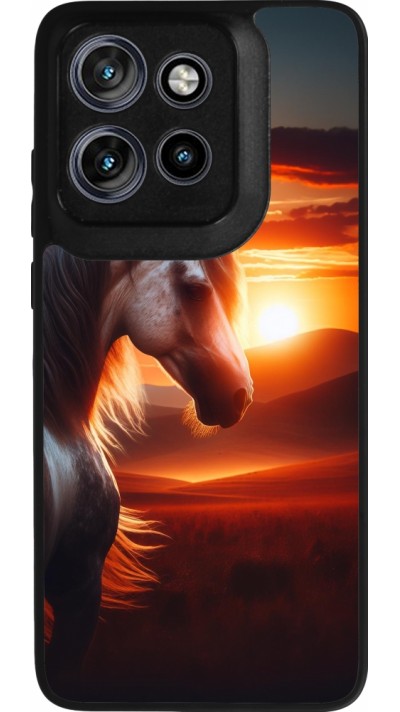 Motorola Moto S50 Case Hülle - Silikon schwarz Majestätischer Sonnenuntergang Pferd
