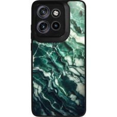 Coque Motorola Moto S50 - Silicone rigide noir Marbre vert majestueux