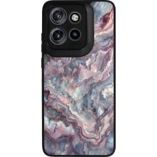 Coque Motorola Moto S50 - Silicone rigide noir Marbre violette argentée