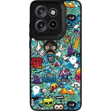 Coque Motorola Moto S50 - Silicone rigide noir Mixed Cartoons Turquoise