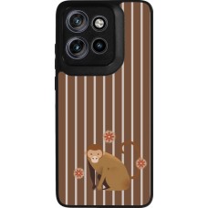 Coque Motorola Moto S50 - Silicone rigide noir Monkey with stripes