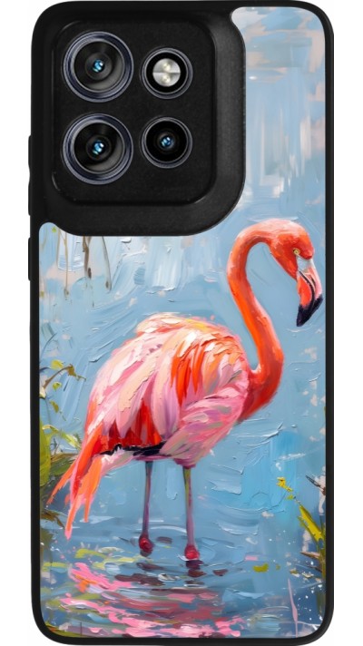 Motorola Moto S50 Case Hülle - Silikon schwarz Paint Flamingo