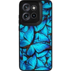 Coque Motorola Moto S50 - Silicone rigide noir Papillon bleu