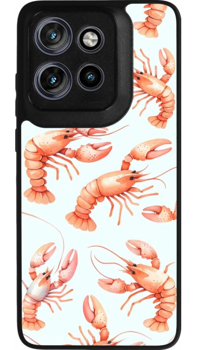 Motorola Moto S50 Case Hülle - Silikon schwarz Muster von pastellfarbenen Hummern