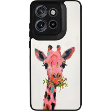 Coque Motorola Moto S50 - Silicone rigide noir Pink Girafe Paint