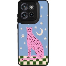 Coque Motorola Moto S50 - Silicone rigide noir Pink leopard with stars 2026