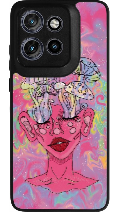 Motorola Moto S50 Case Hülle - Silikon schwarz Psychedelic pink mushroom