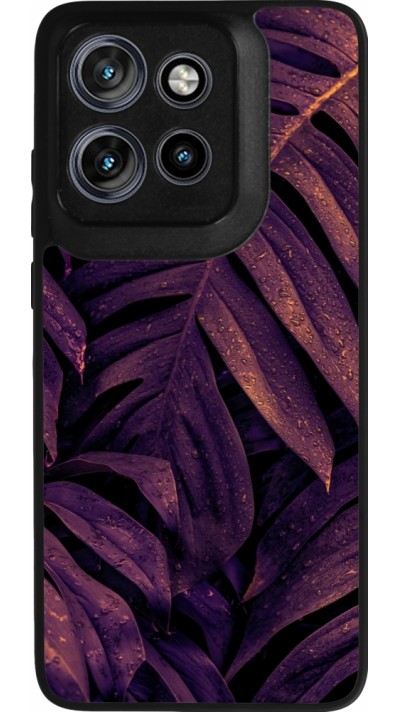 Motorola Moto S50 Case Hülle - Silikon schwarz Purple Light Leaves