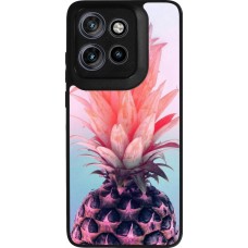 Coque Motorola Moto S50 - Silicone rigide noir Purple Pink Pineapple