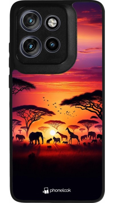 Motorola Moto S50 Case Hülle - Silikon schwarz Safari Sonnenuntergang Wildtiere