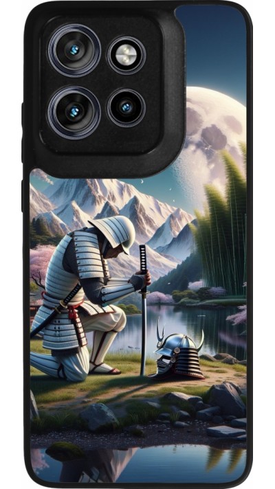 Motorola Moto S50 Case Hülle - Silikon schwarz Samurai Katana Mond