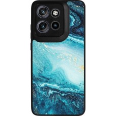 Coque Motorola Moto S50 - Silicone rigide noir Sea Foam Blue