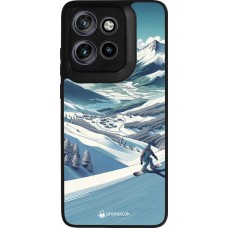 Coque Motorola Moto S50 - Silicone rigide noir Snowboarder Montagne
