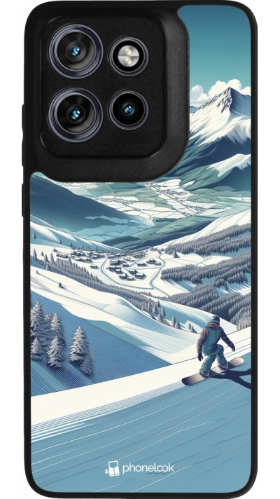Motorola Moto S50 Case Hülle - Silikon schwarz Snowboarder Berg