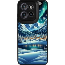 Coque Motorola Moto S50 - Silicone rigide noir Snowy Mountain Village Lake night