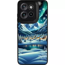 Coque Motorola Moto S50 - Silicone rigide noir Snowy Mountain Village Lake night