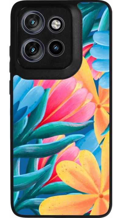 Motorola Moto S50 Case Hülle - Silikon schwarz Spring 23 colorful flowers
