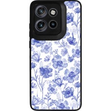Coque Motorola Moto S50 - Silicone rigide noir Spring 23 watercolor blue flowers