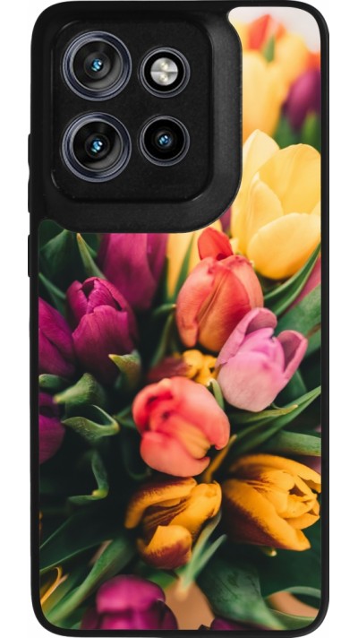 Motorola Moto S50 Case Hülle - Silikon schwarz Bouquet of tulips Spring 2026