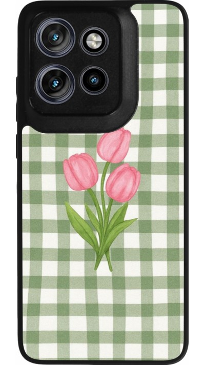 Motorola Moto S50 Case Hülle - Silikon schwarz Green vichy tulips Spring 2026