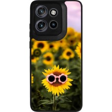 Motorola Moto S50 Case Hülle - Silikon schwarz Sunflower with glasses Spring 2026