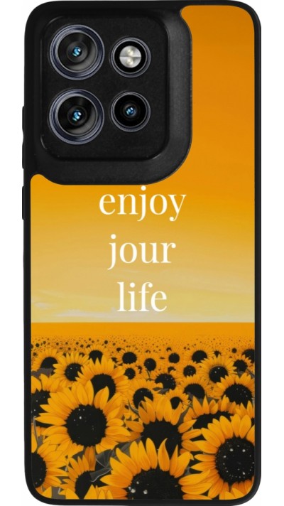 Motorola Moto S50 Case Hülle - Silikon schwarz Summer 2025 Enjoy your life